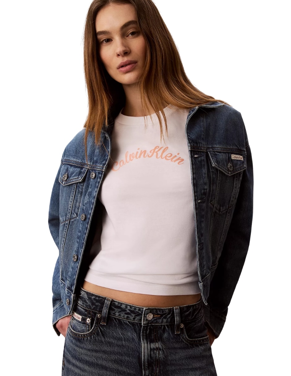 Playera manga corta cuello redondo mujer