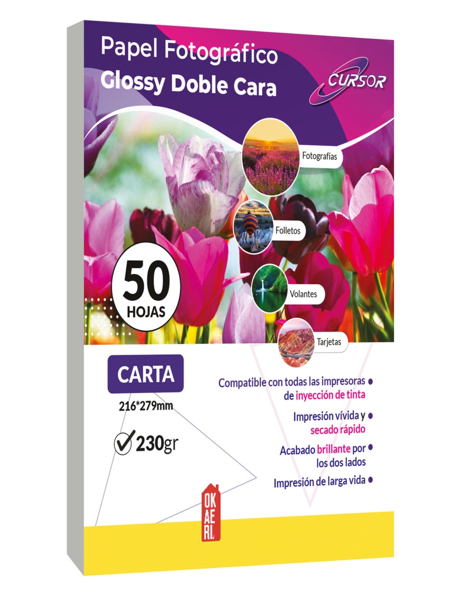 Papel fotografico doble cara 230g 50 hojas Glossy Papel fotografico doble cara 230g 50 hojas Glossy