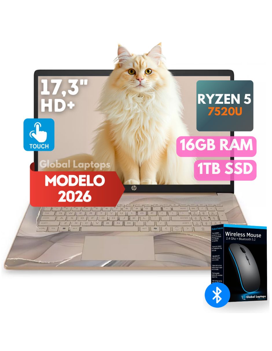 Laptop touch HP 17-cp2039 17.3 pulgadas HD AMD Ryzen 5 AMD Radeon Graphics 16 GB RAM 1 TB SSD