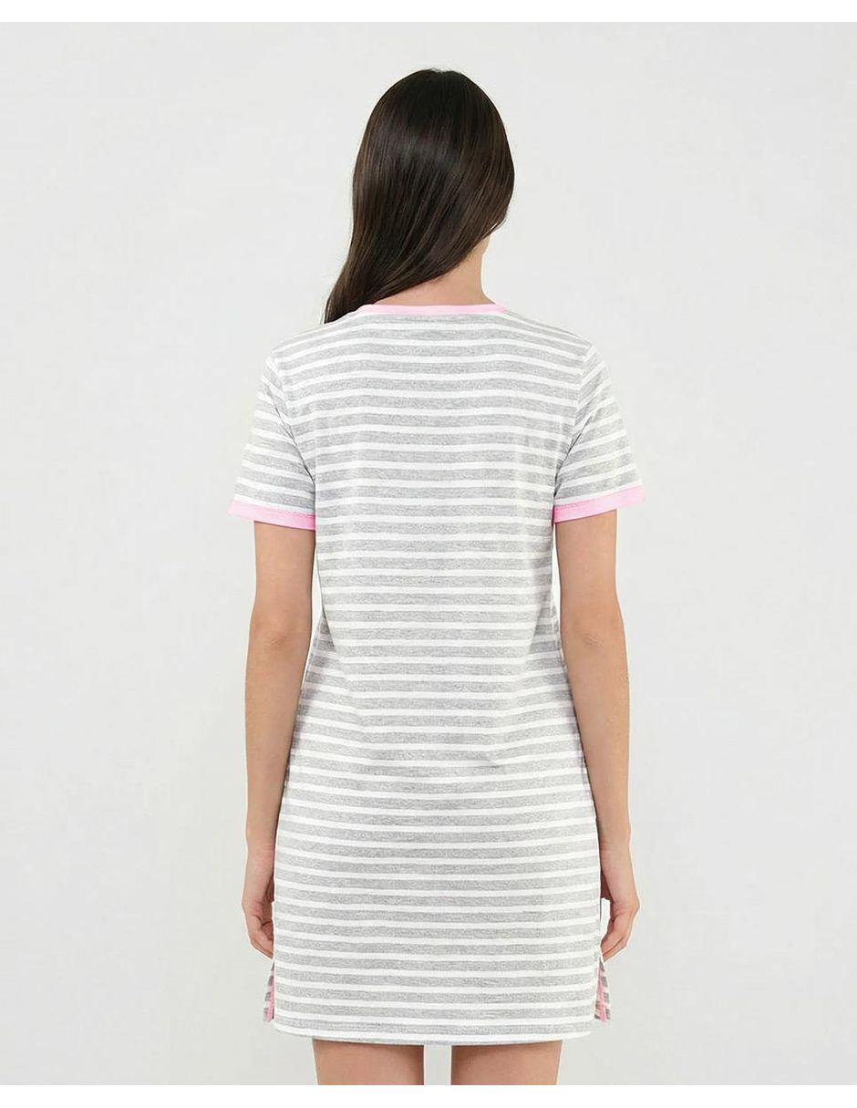 Camisón lohe estampado a rayas de algodón