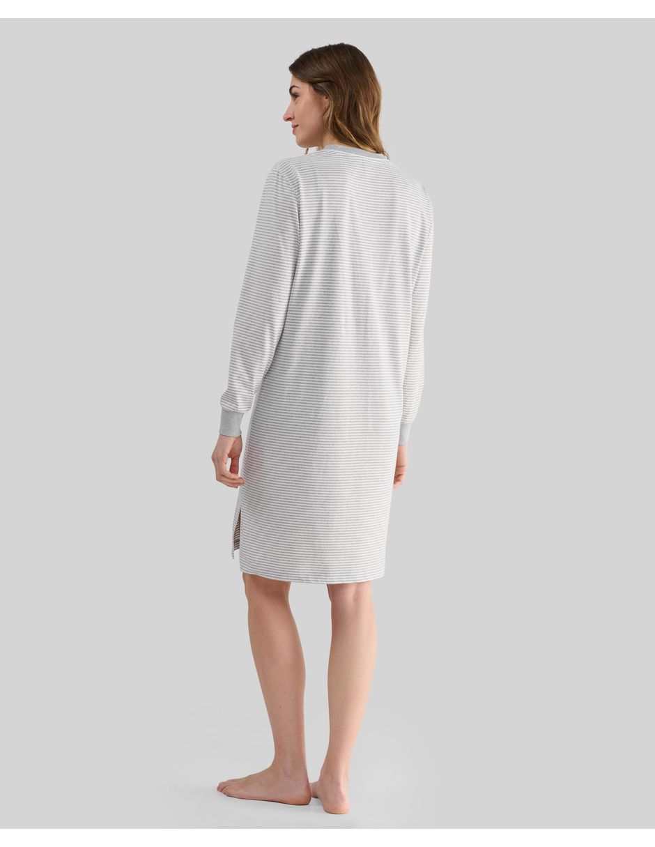 Camisón lohe estampado a rayas de algodón