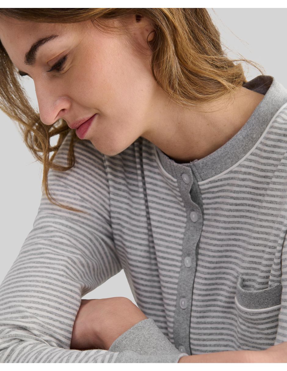 Camisón lohe estampado a rayas de algodón
