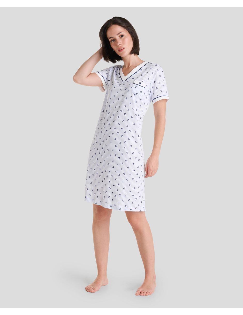 Camisón lohe estampado náutico de algodón