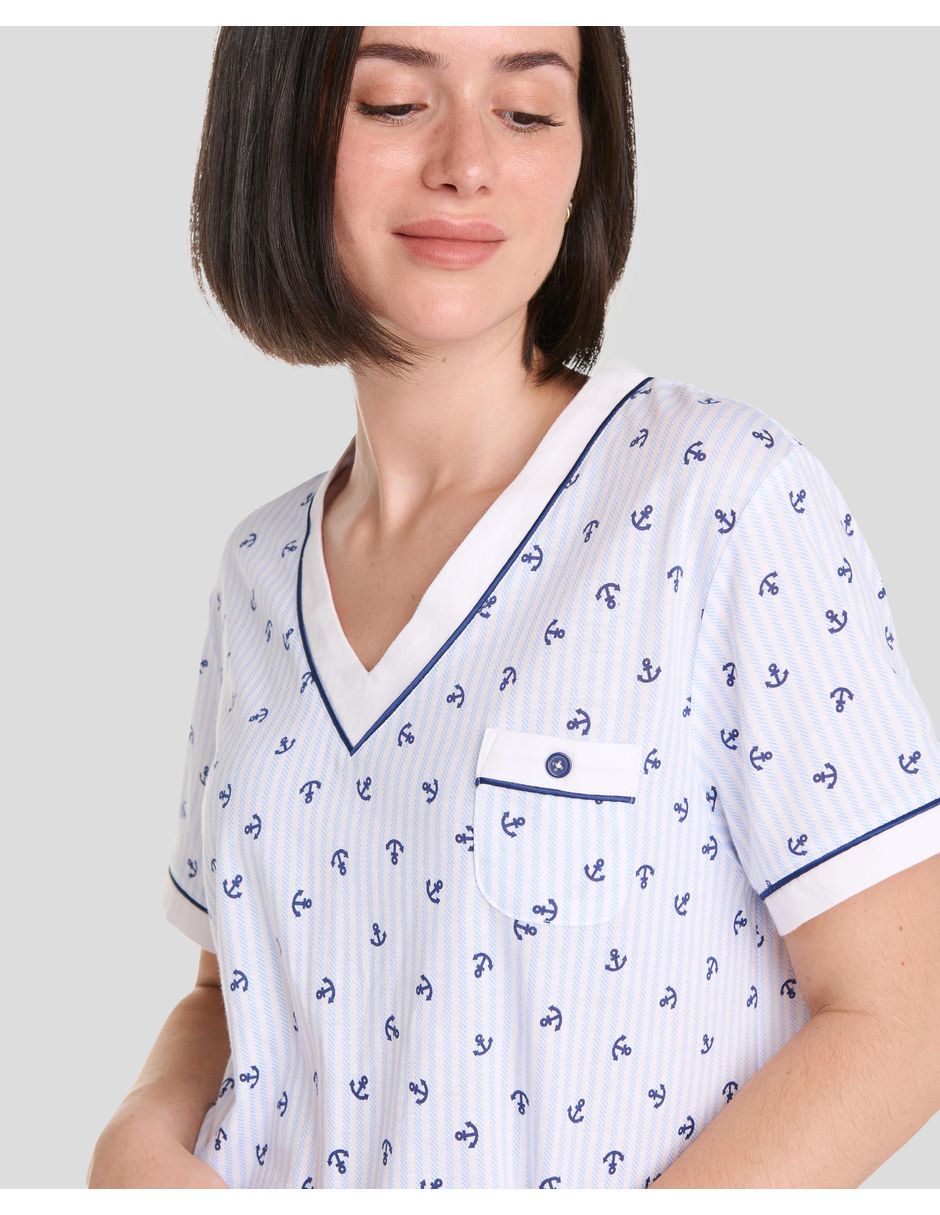 Camisón lohe estampado náutico de algodón