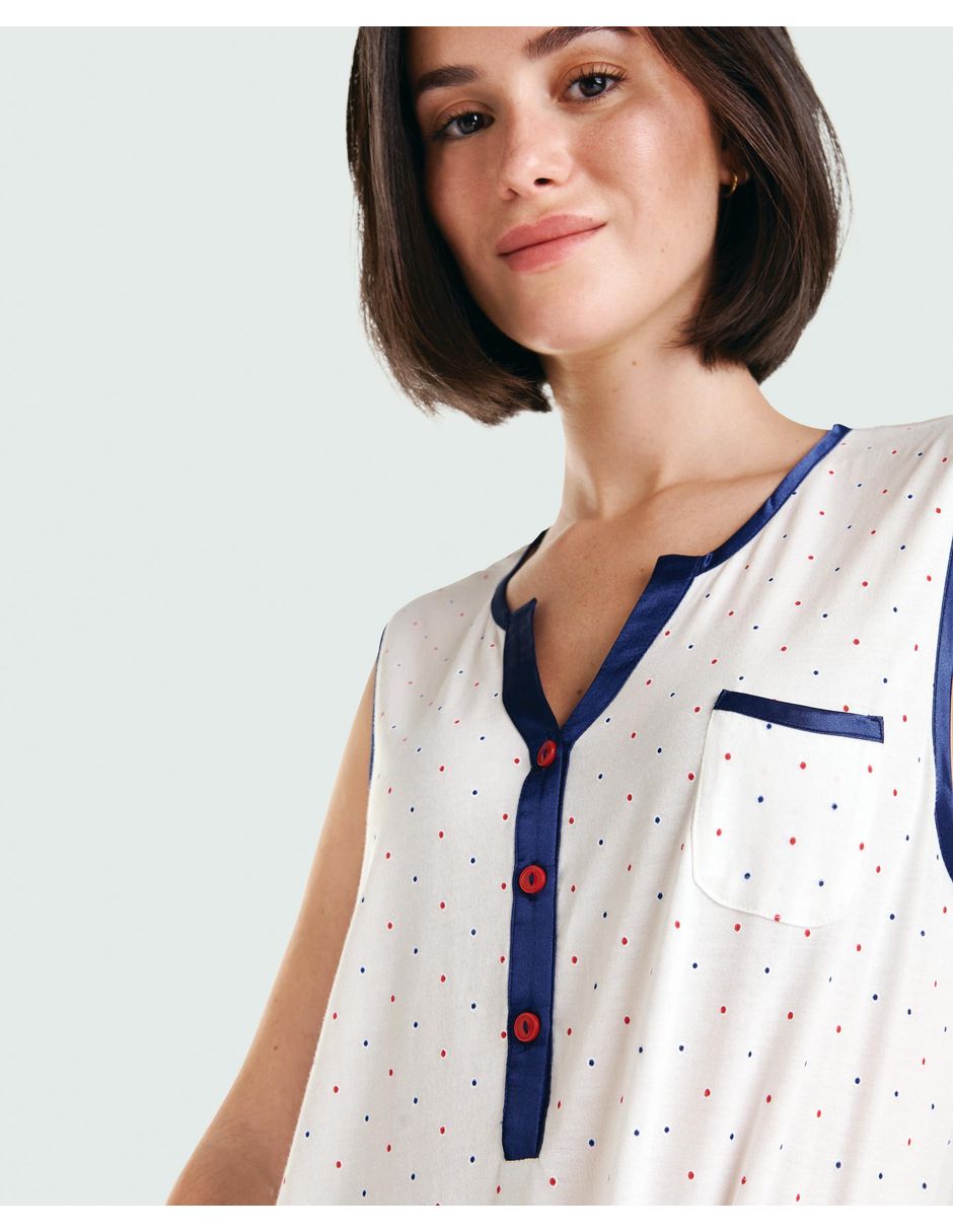 Camisón lohe estampado lunares de algodón
