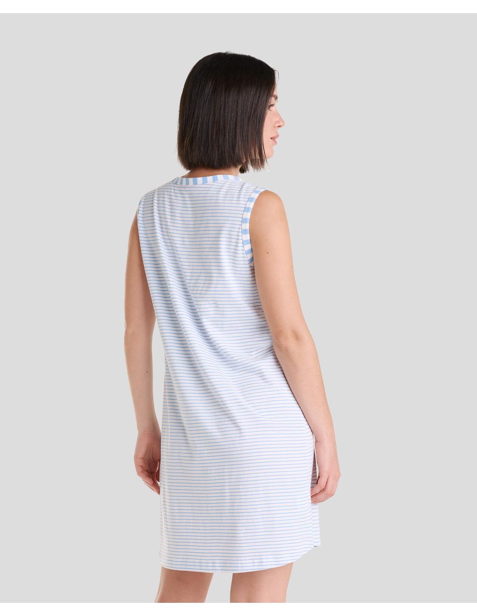 Camisón lohe estampado a rayas de algodón