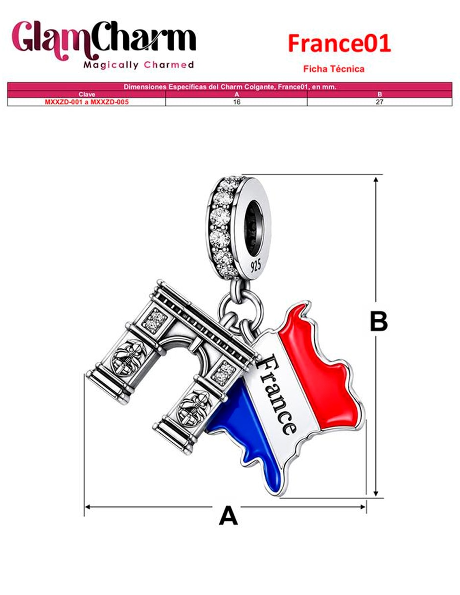 Charm para pulseras glamcharm de semicircular