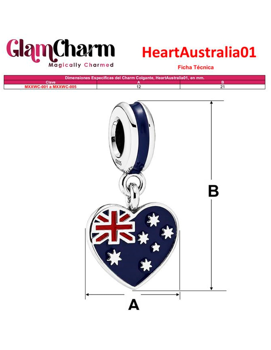 Charm para pulseras glamcharm de semicircular
