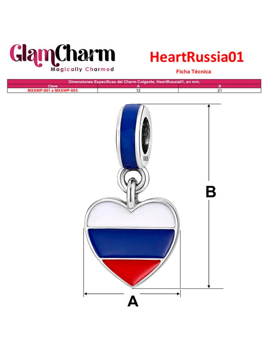 Charm para pulseras glamcharm de semicircular