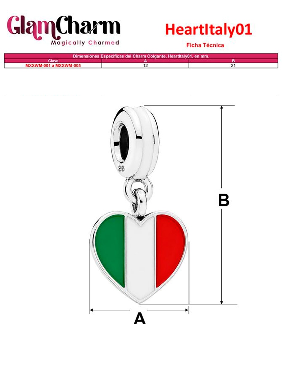 Charm para pulseras glamcharm de semicircular