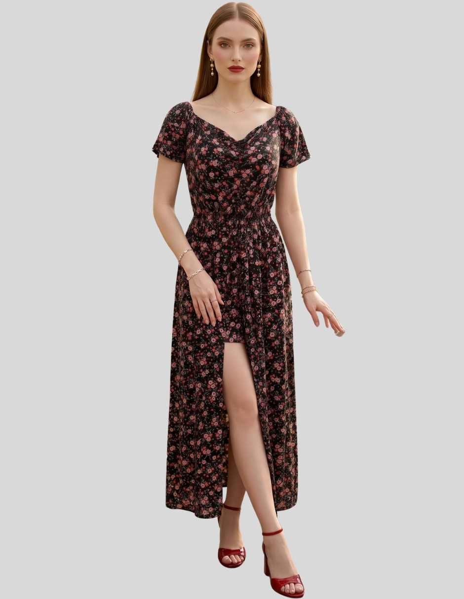 Vestido midi casual malabis para mujer