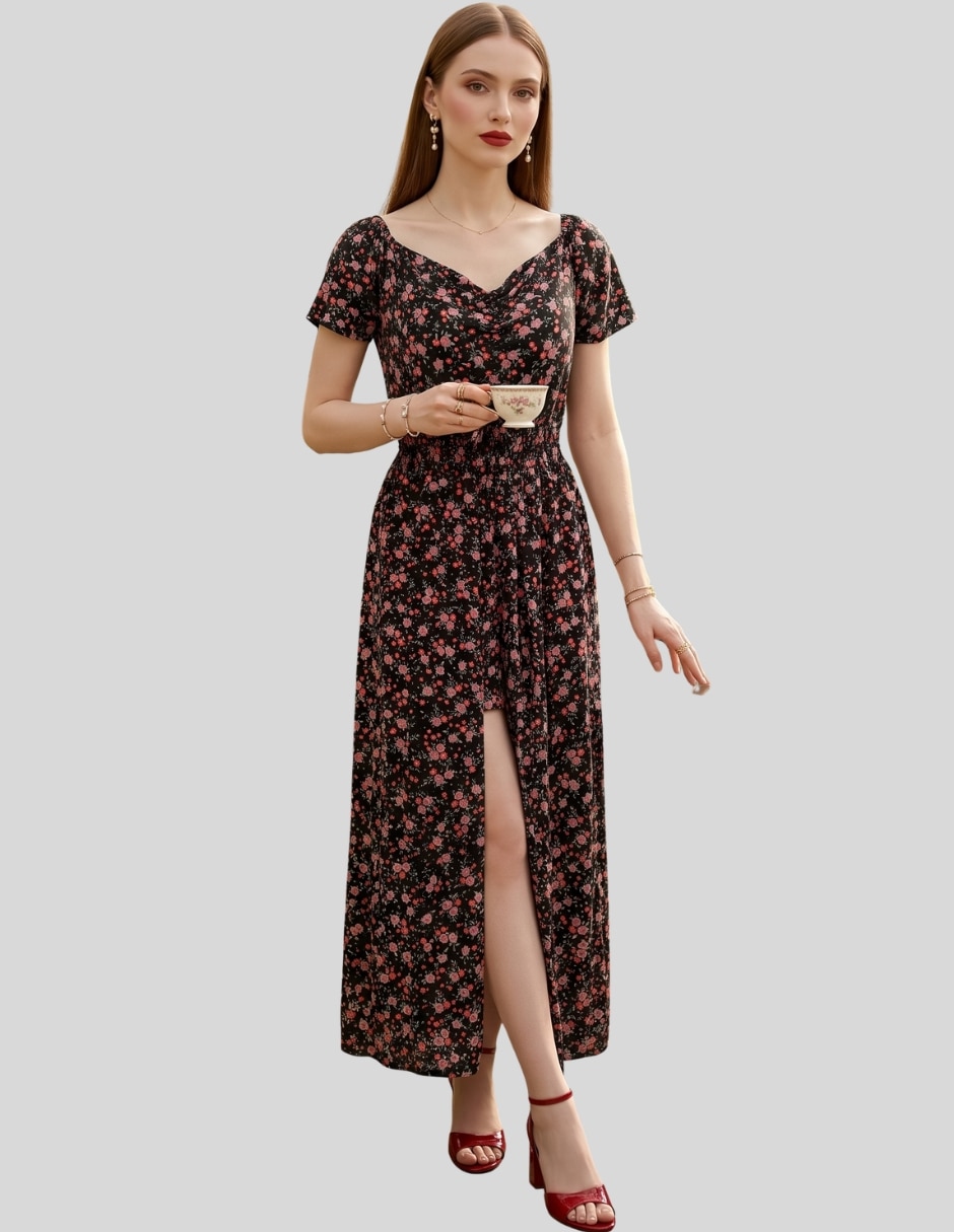 Vestido midi casual malabis para mujer