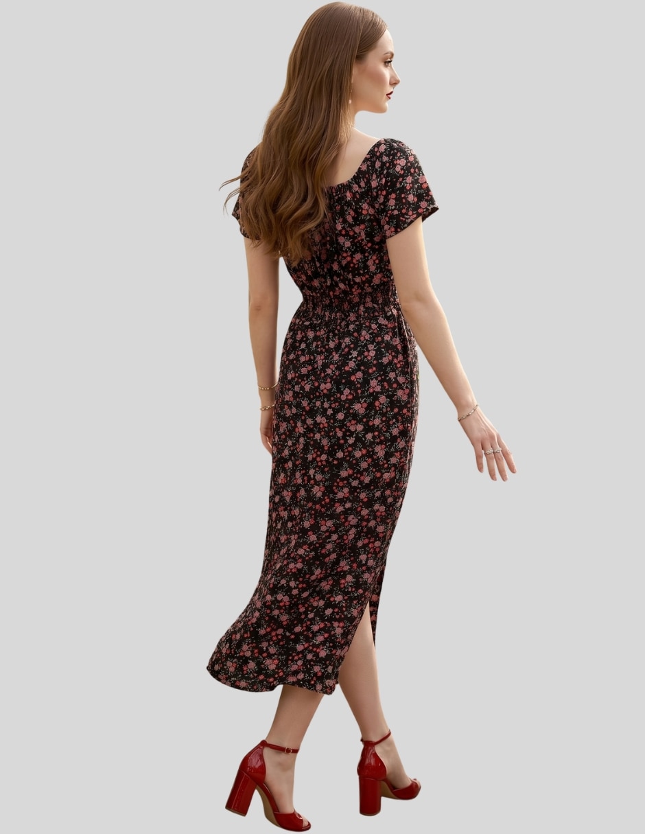 Vestido midi casual malabis para mujer