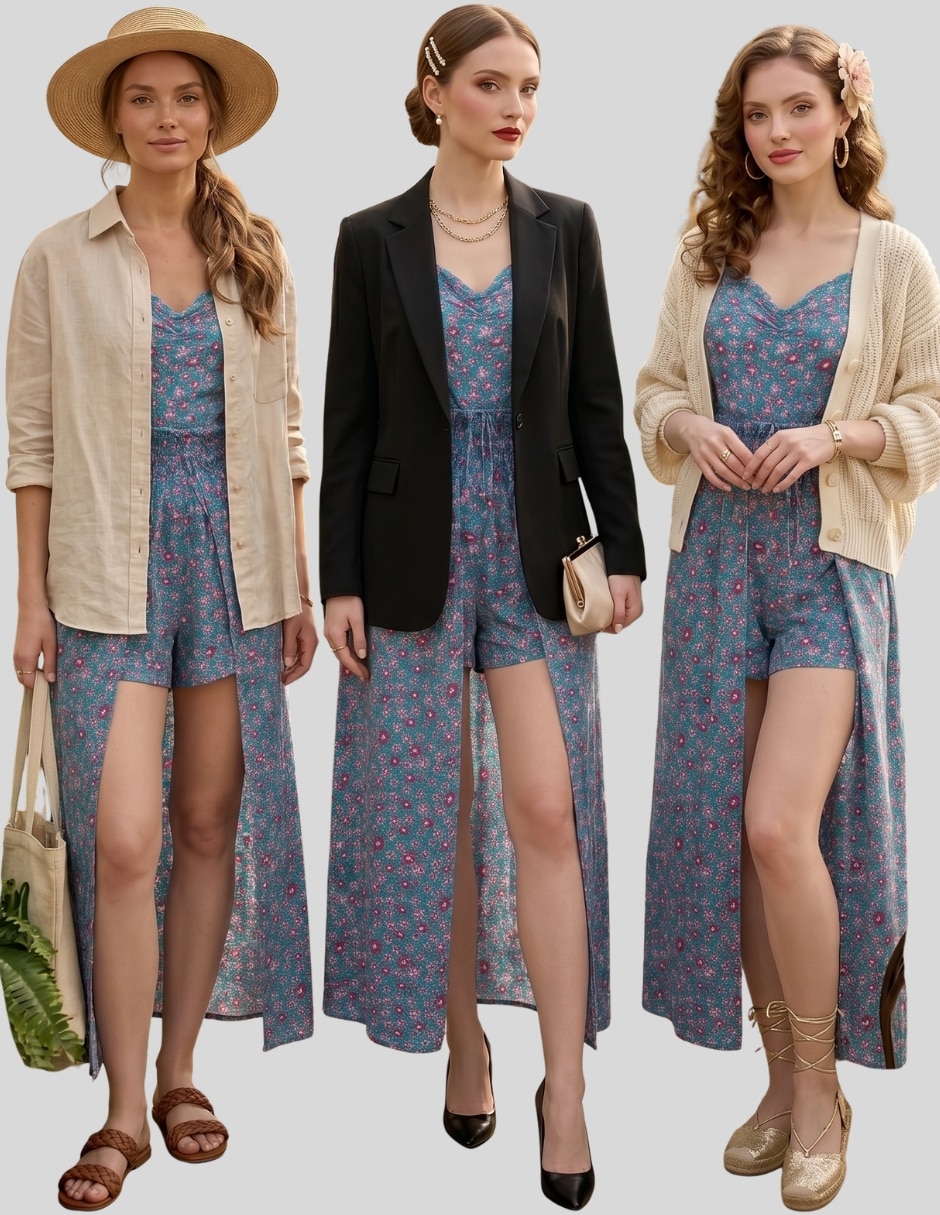 Vestido midi casual vestido midi floral mujer con short integrado | escote drapeado | cintura elástica unitalla para mujer 7