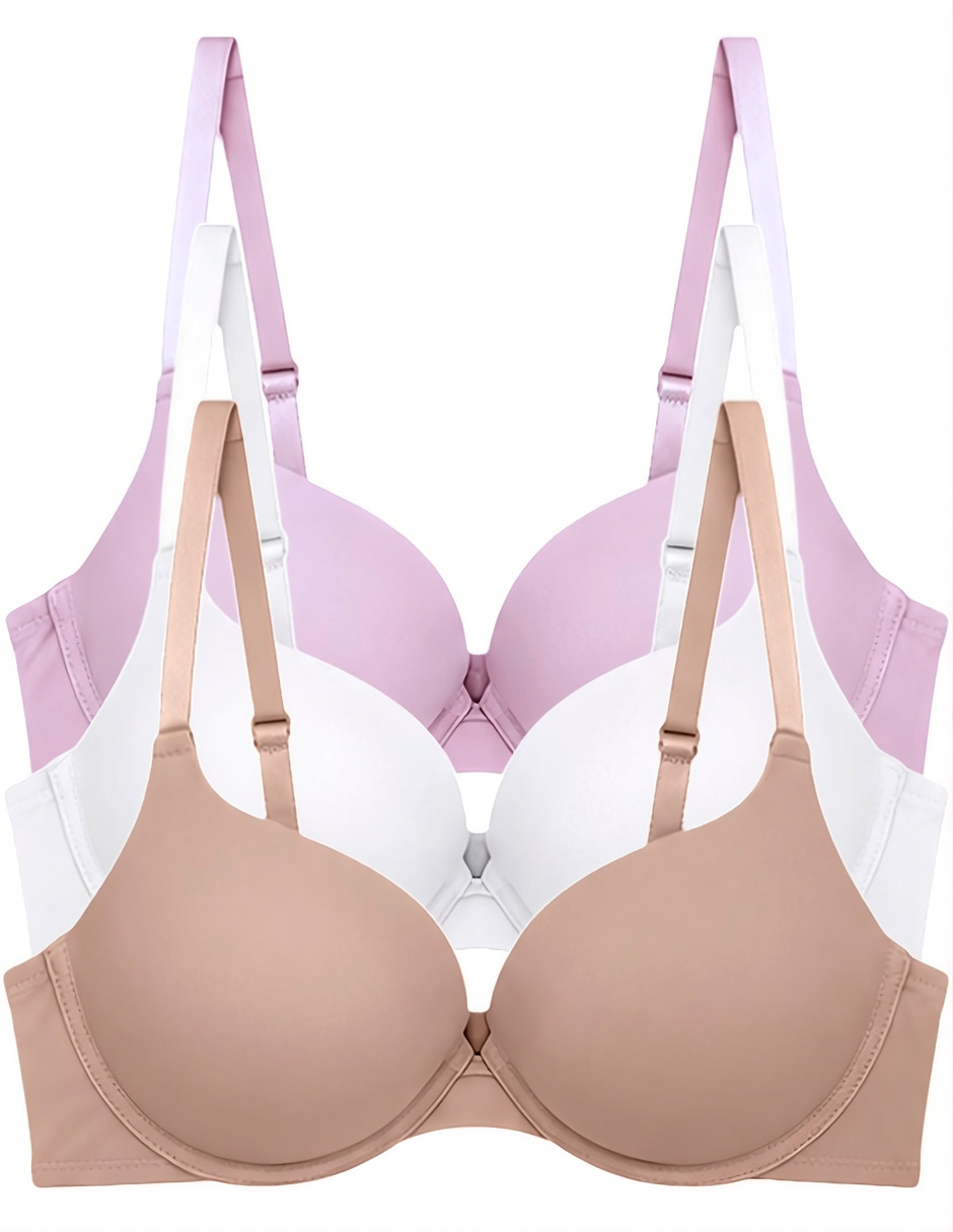 Set brassiere demi copa doble push up seamless para mujer 2