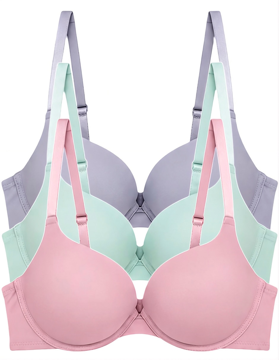Set brassiere demi copa doble push up seamless para mujer 4