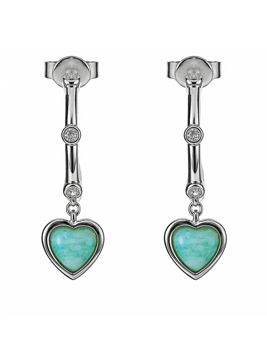 Aretes corto de corazón Gladkova Joyería plata p925 larimar