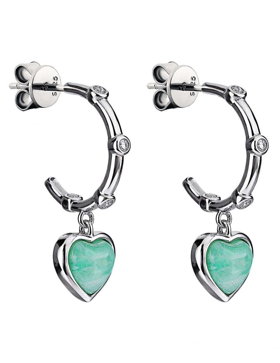 Aretes corto de corazón Gladkova Joyería plata p925 larimar