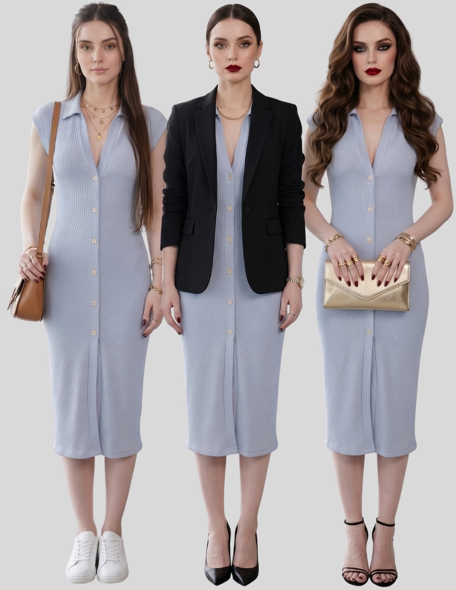 Vestido midi casual Malabis para mujer