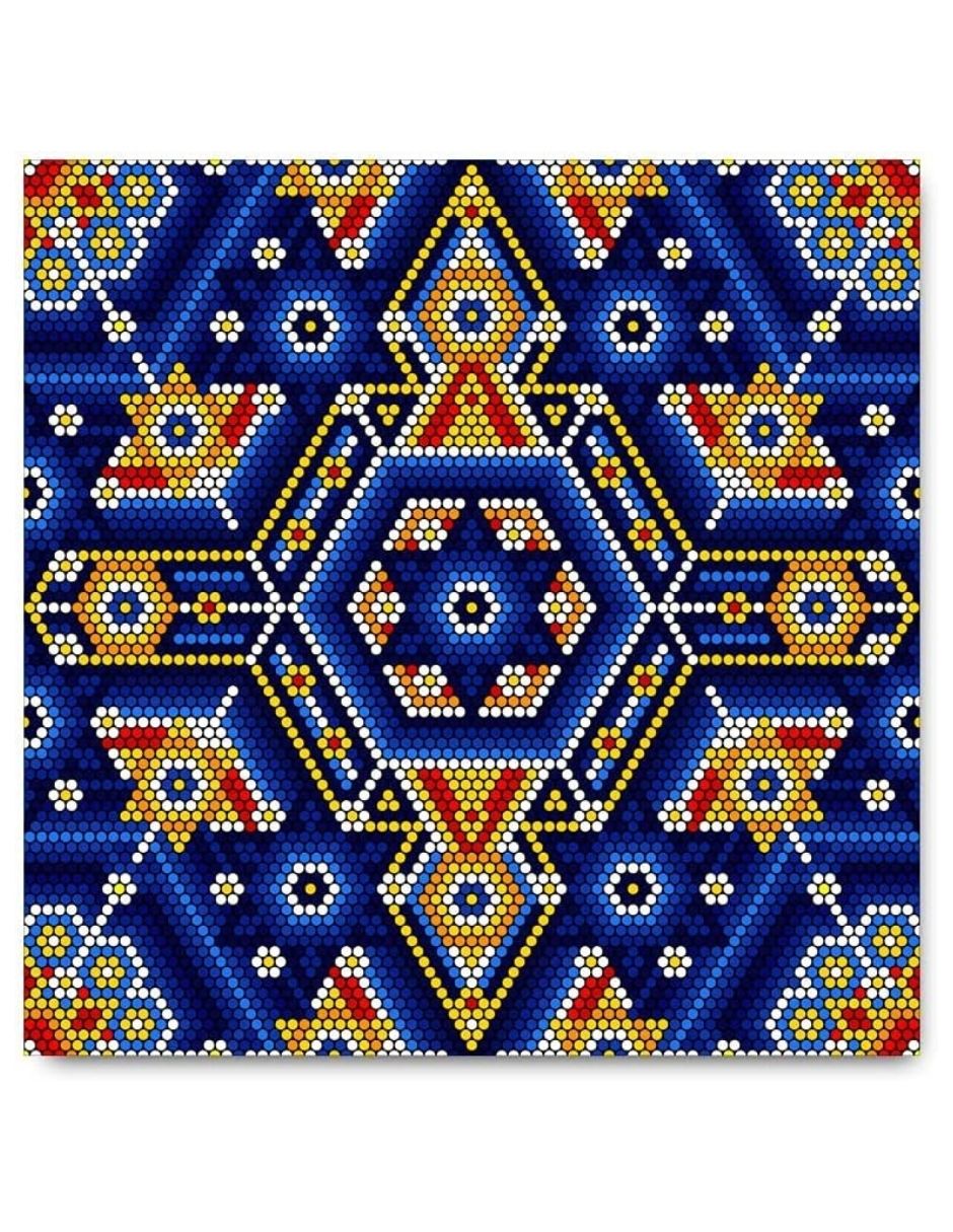 Cuadro Mandala Huichol Azul Real técnica impresión