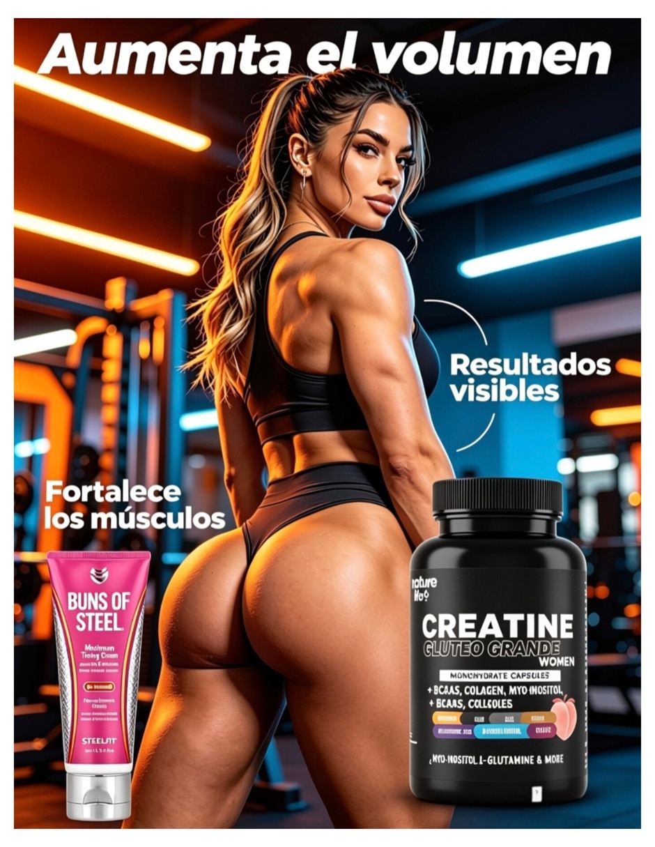 Tratamiento para glúteos kit Crema micropeptonica y creatina gluteos crecimiento 2