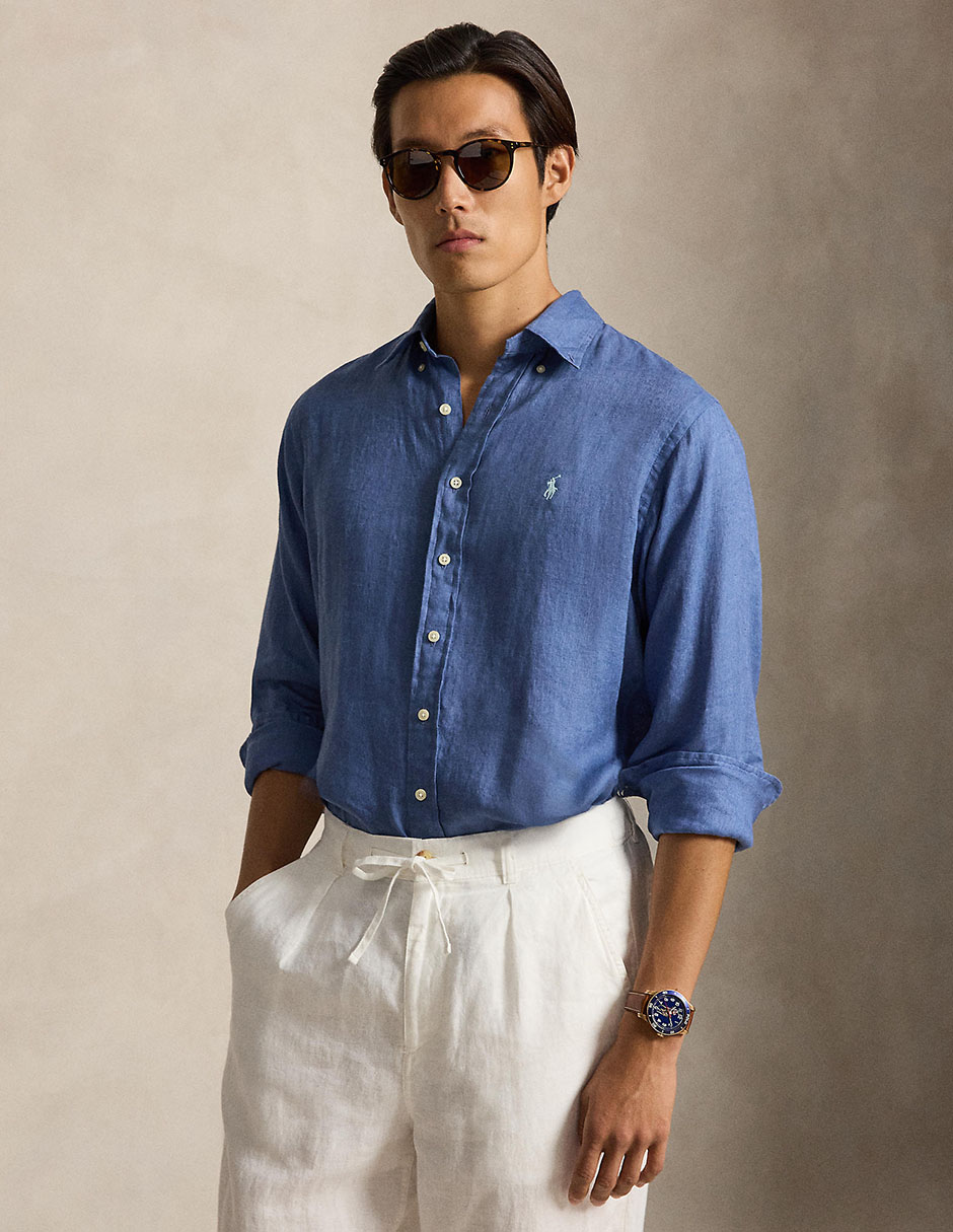 Camisa casual de algodón manga larga para hombre