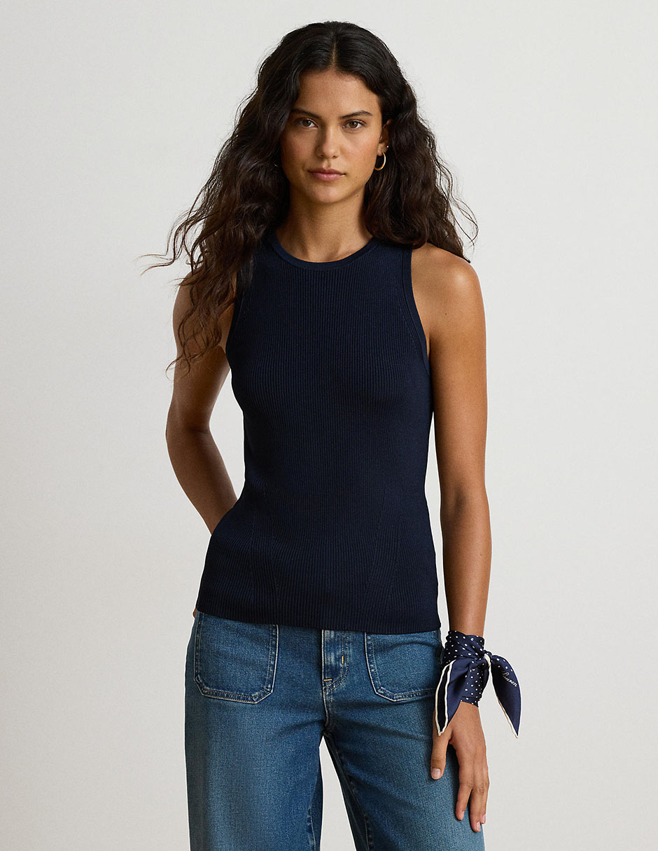 Top cuello redondo escote regular tirante ancho Top cuello redondo escote regular tirante ancho