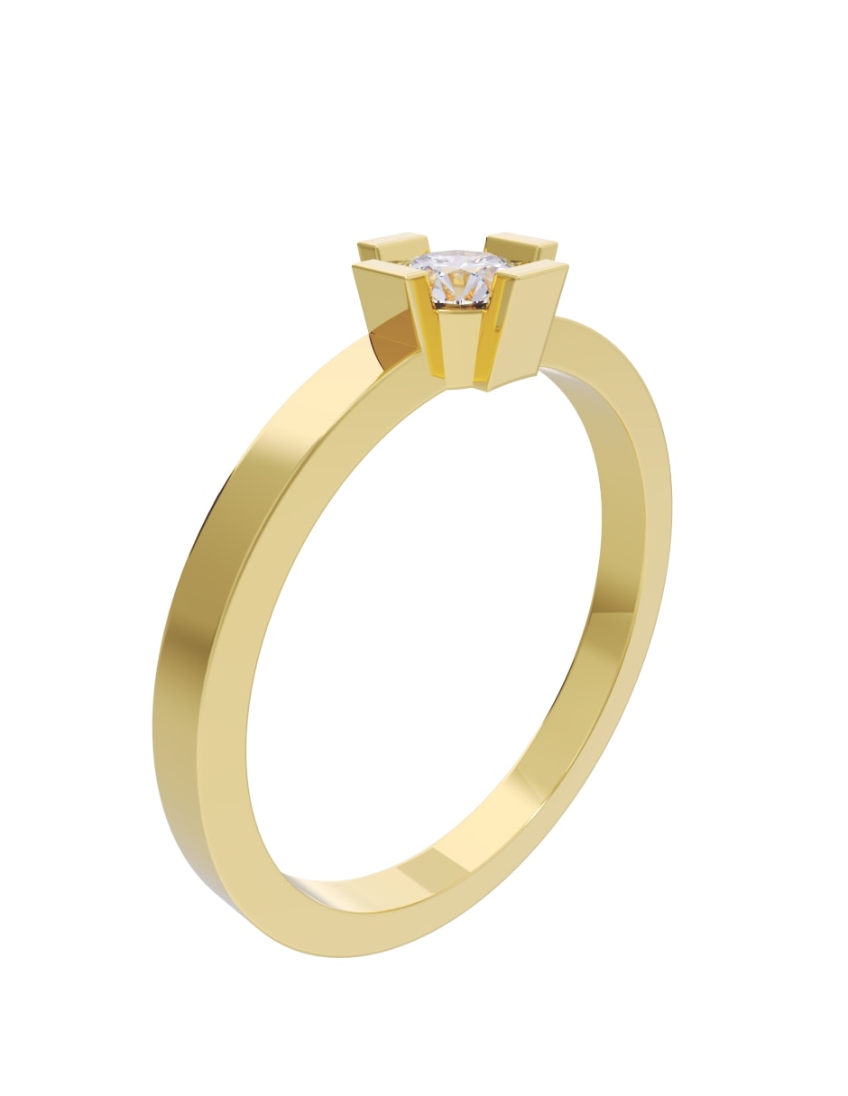 Anillo de compromiso de oro 14 k fonelli diamante
