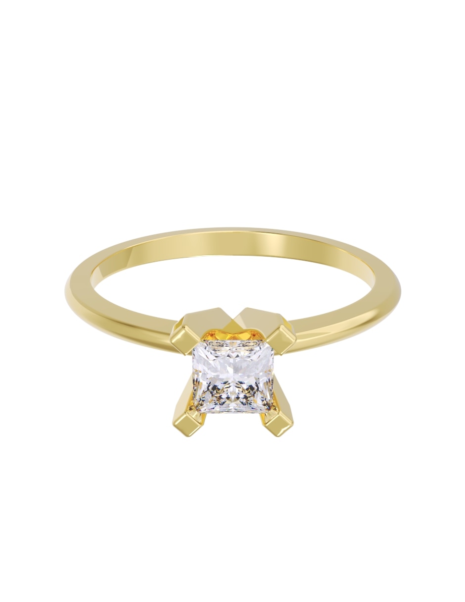 Anillo de compromiso de oro 14 k diamante