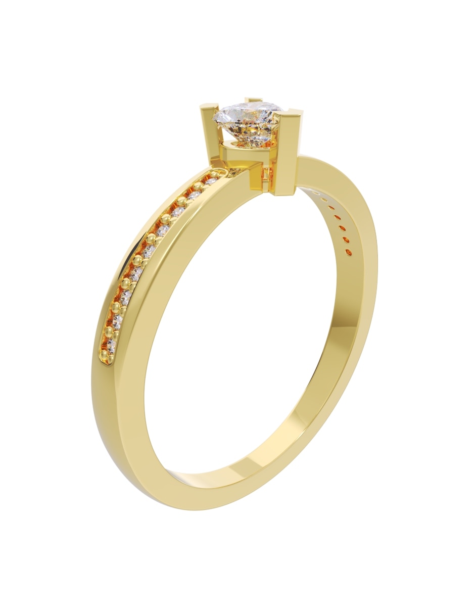 Anillo de compromiso de oro 14 k diamante 3