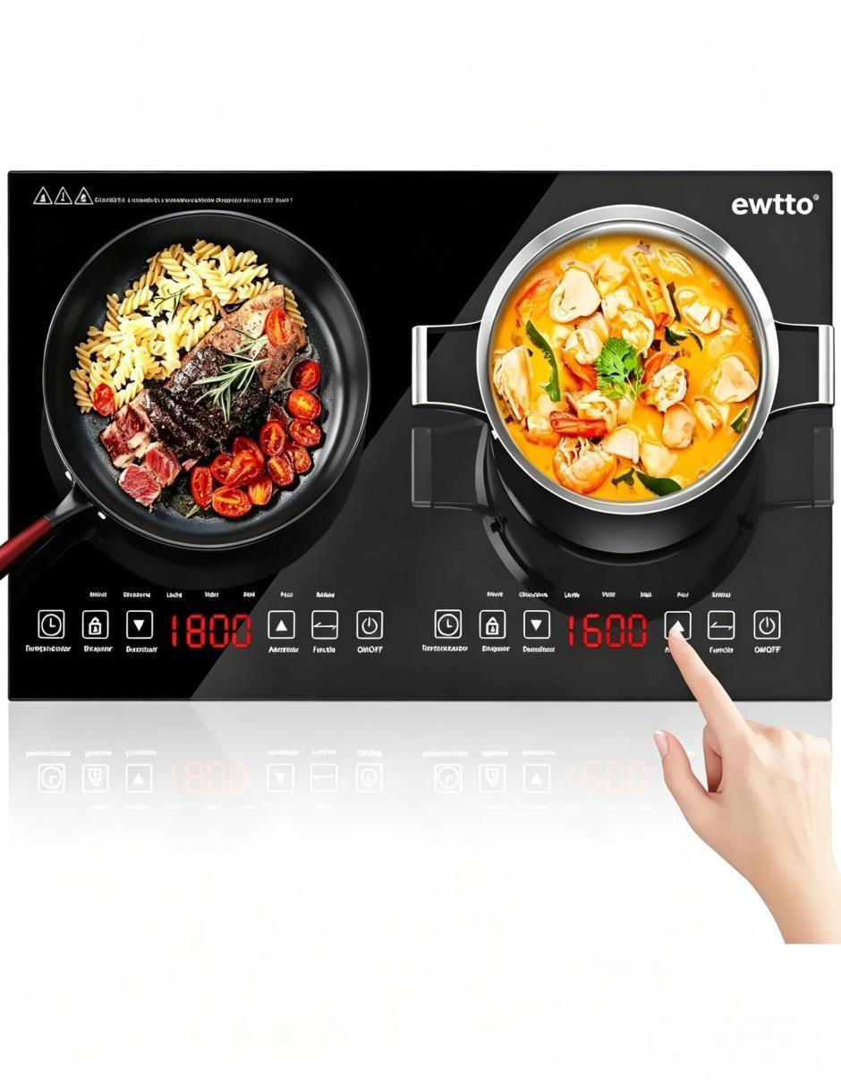 Parrilla de inducción Ewtto ET-H8007 de metal y vidrio