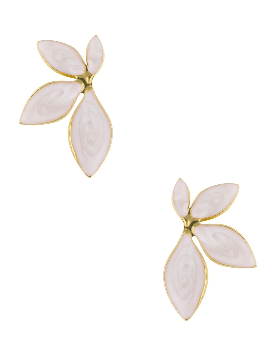 Aretes largos de flor con acabado brillante Aretes largos de flor con acabado brillante