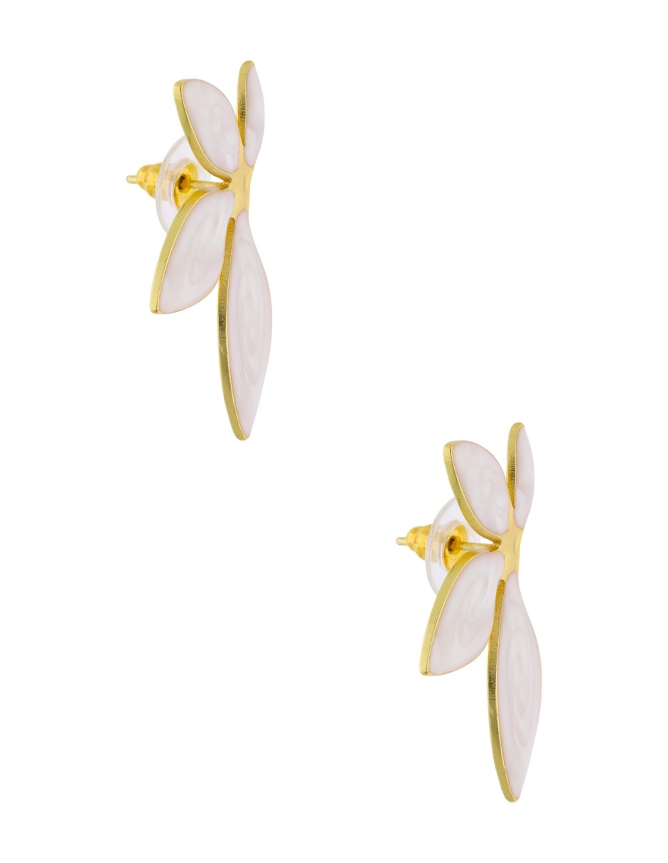 Aretes largos de flor con acabado brillante 2
