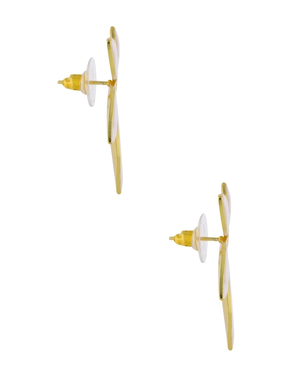 Aretes largos de flor con acabado brillante 6