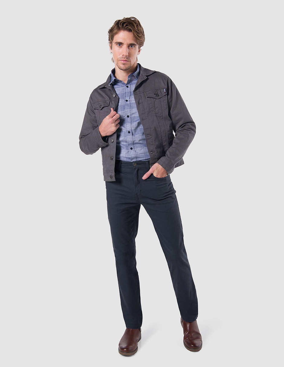 Pantalón business casual straight de gabardina para hombre 5