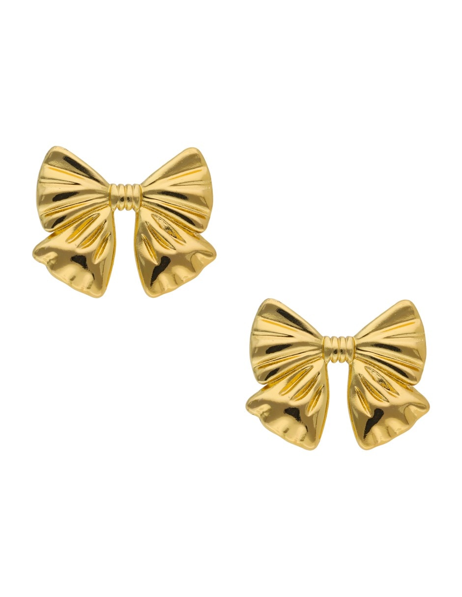 Aretes cortos  de moño  Nuvi   con acabado brillante