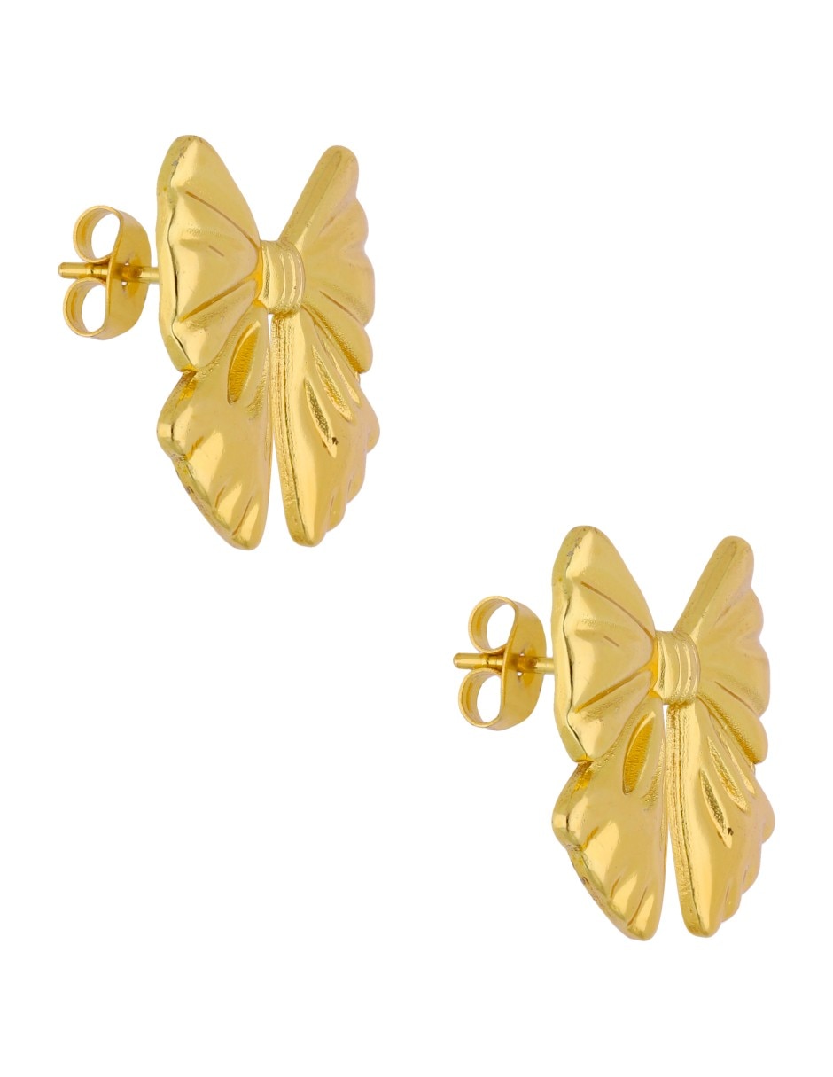 Aretes cortos  de moño  Nuvi   con acabado brillante