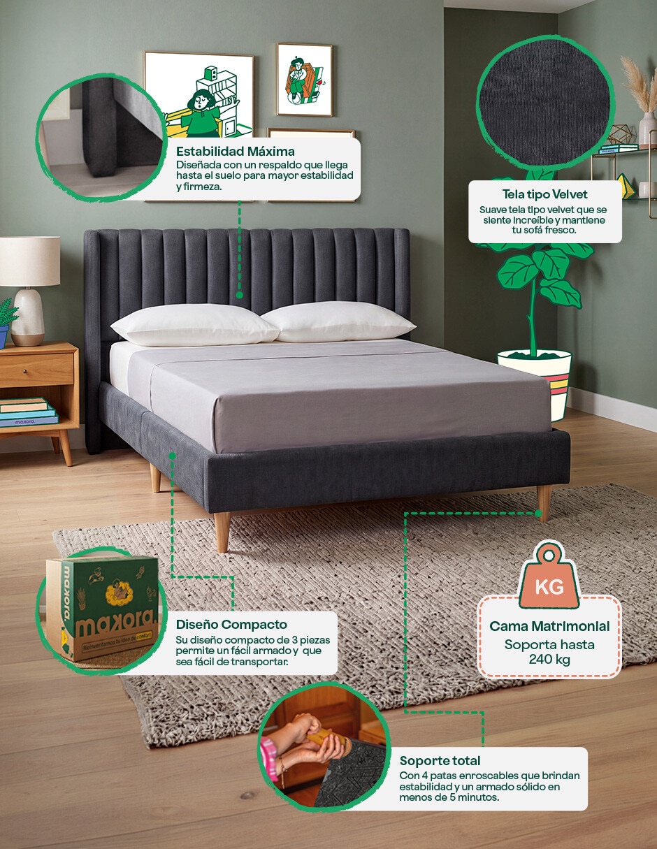 Base para cama armable de madera pino matrimonial 8