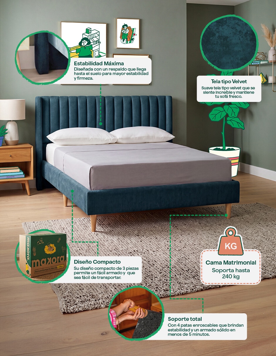 Base para cama armable de madera pino matrimonial 4