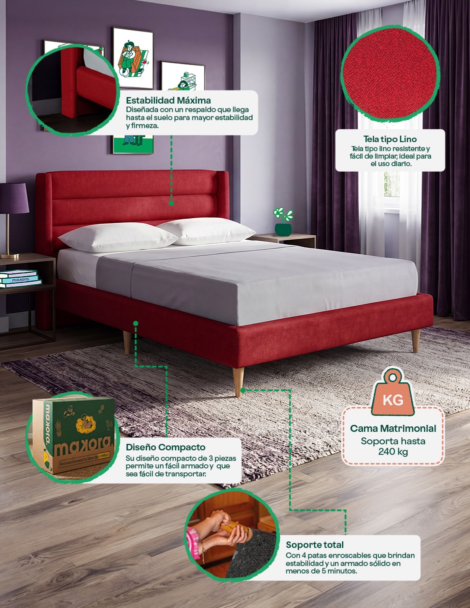 Base para cama armable de madera pino matrimonial 2