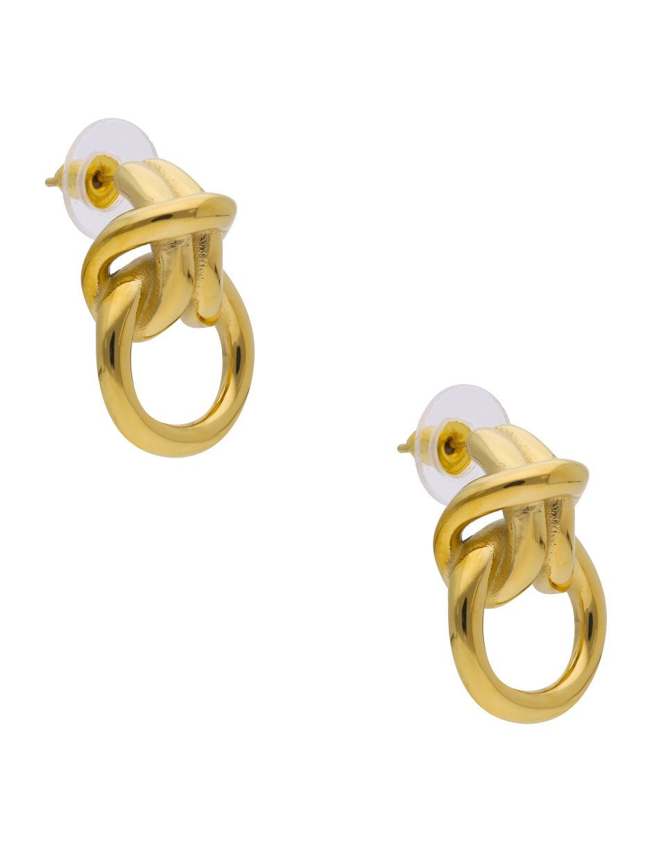 Aretes cortos de nudo Nuvi con acabado brillante