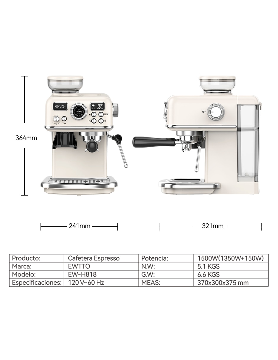Cafetera con molino EW-H818 9