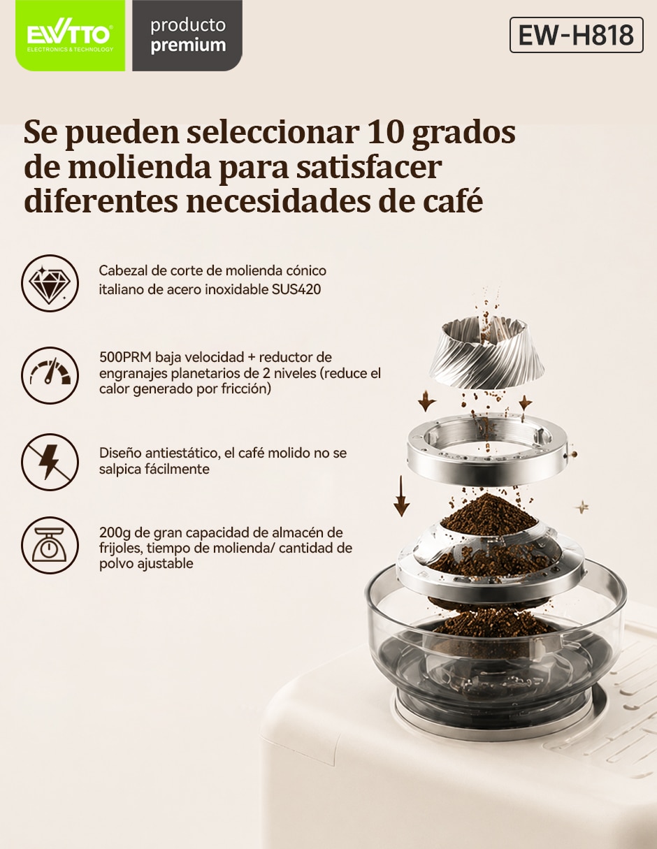 Cafetera con molino EW-H818 6