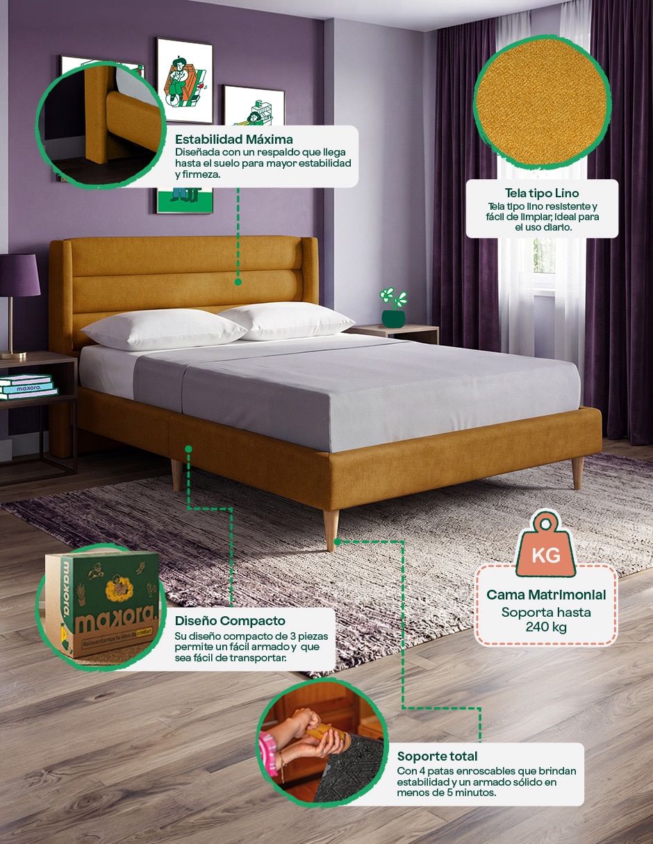 Base para cama armable de madera pino matrimonial 2