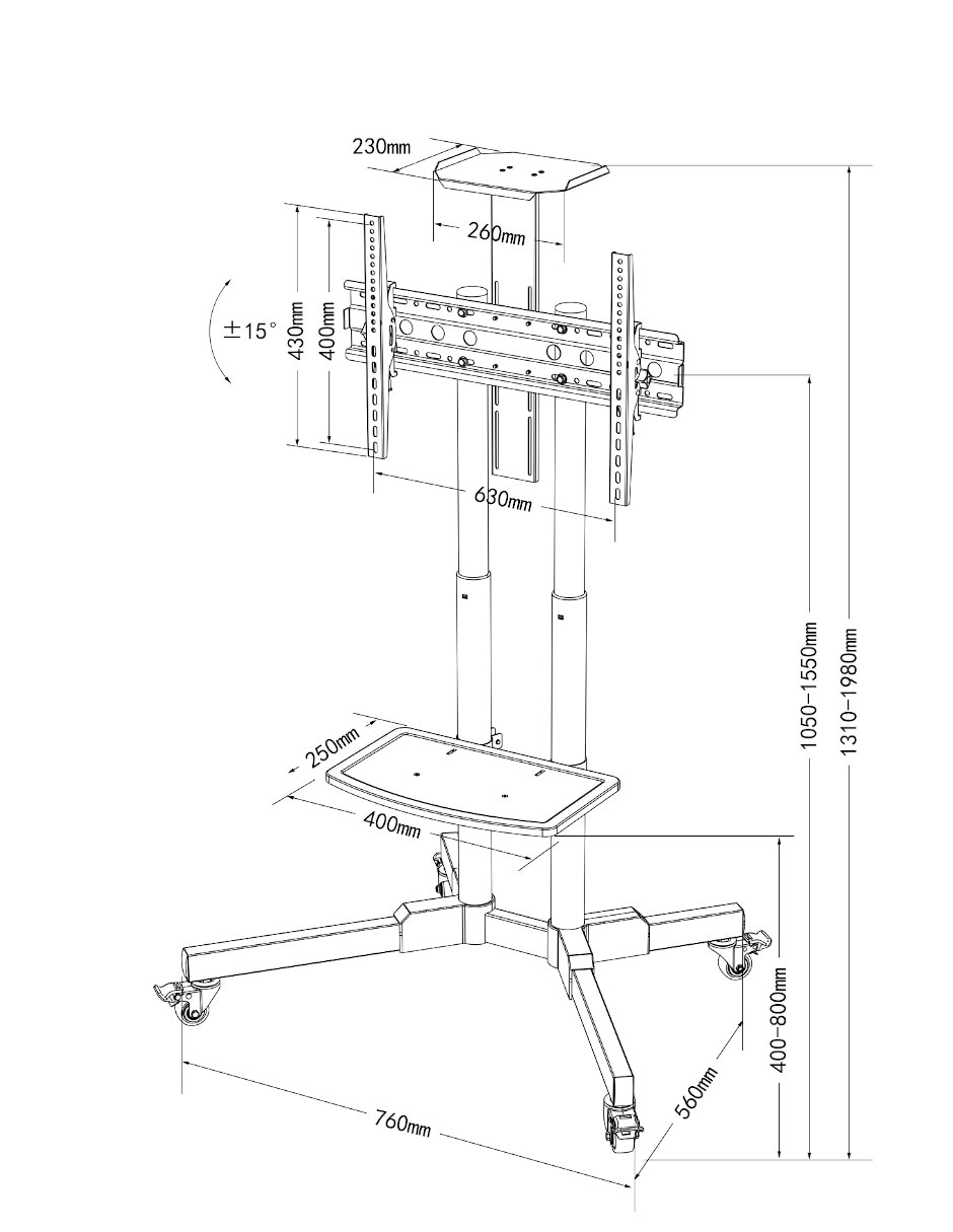 Soporte piso para pantalla portátil 32-75 pulgadas 5