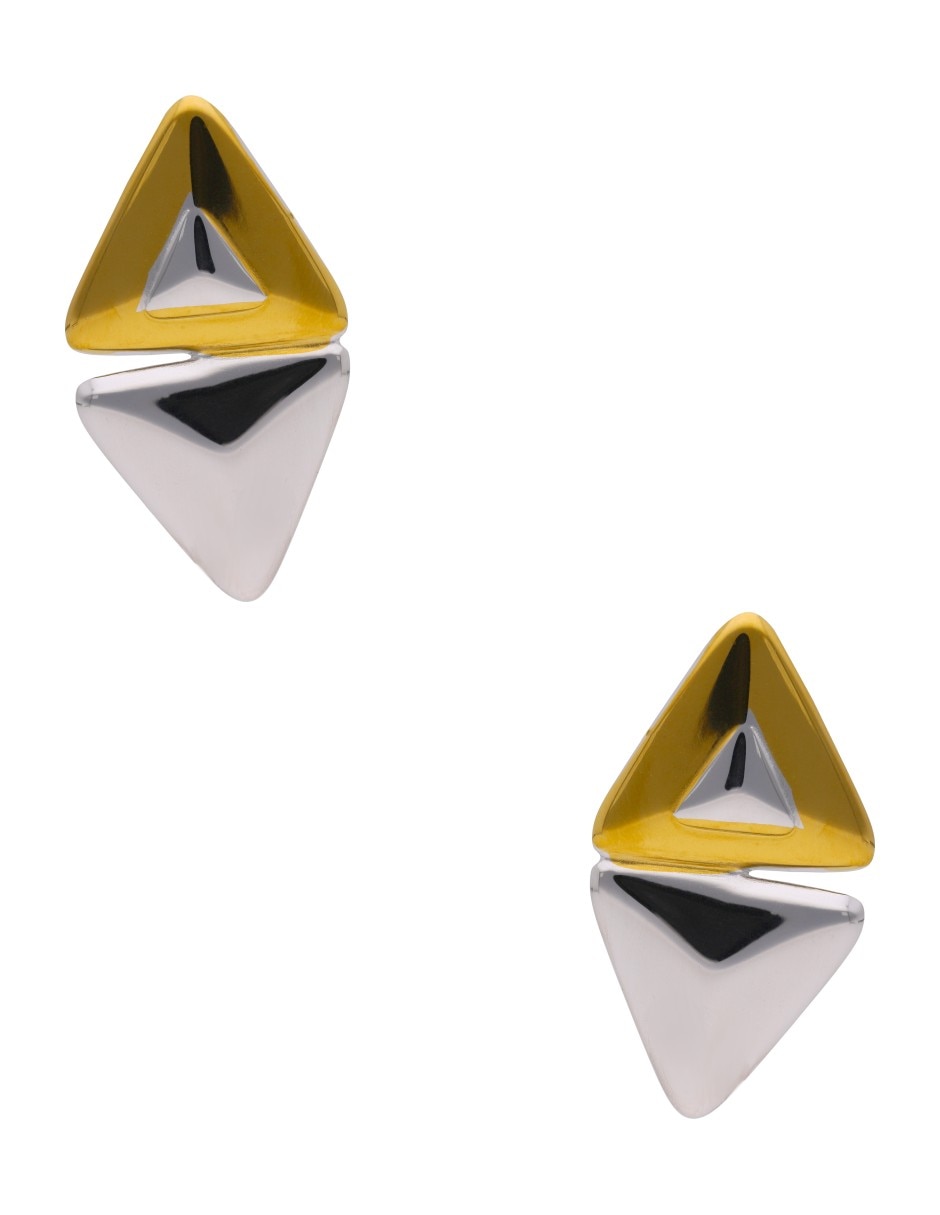 Aretes largos  triangulares  Nuvi   con acabado brillante