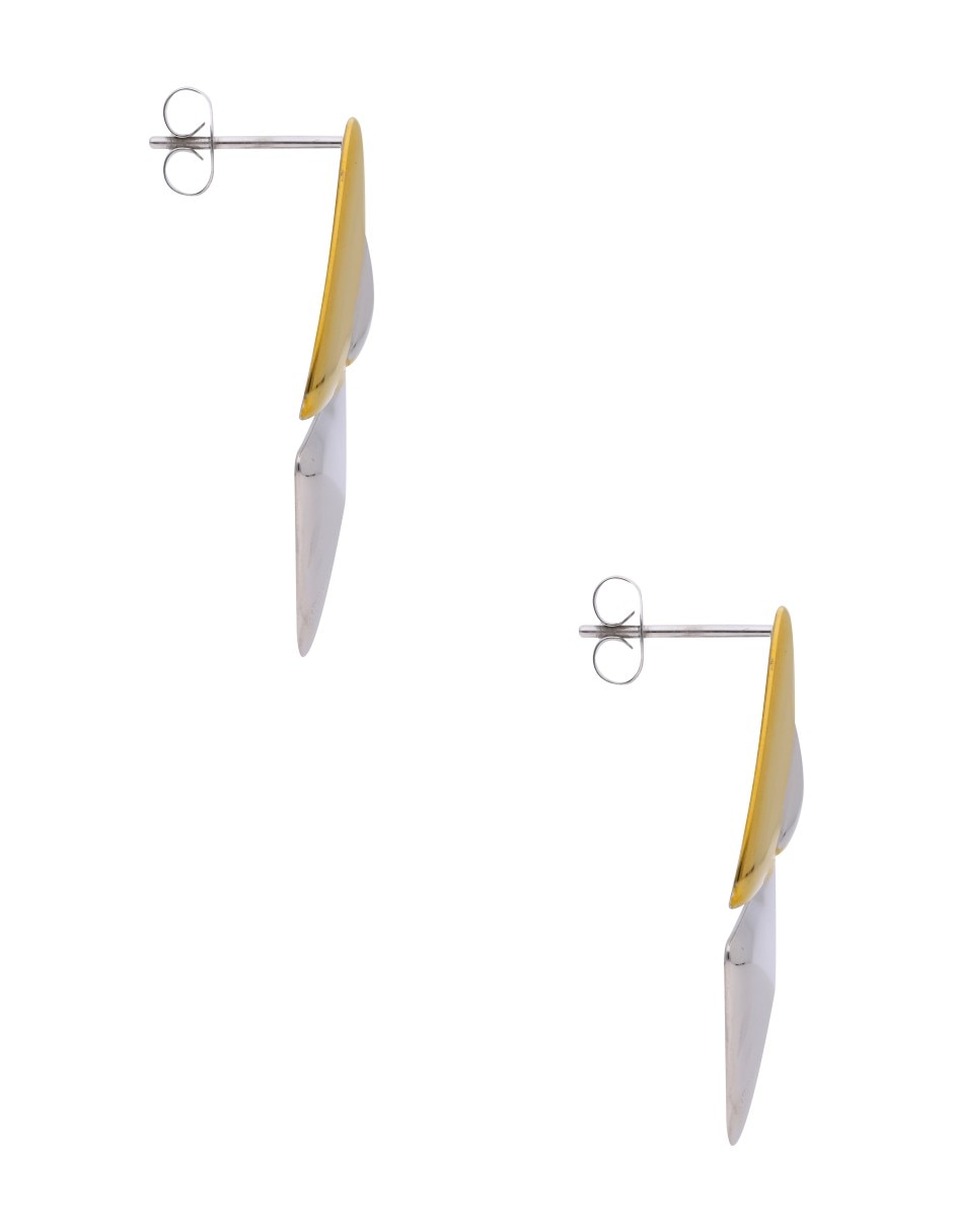 Aretes largos  triangulares  Nuvi   con acabado brillante