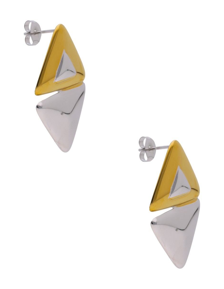 Aretes largos  triangulares  Nuvi   con acabado brillante