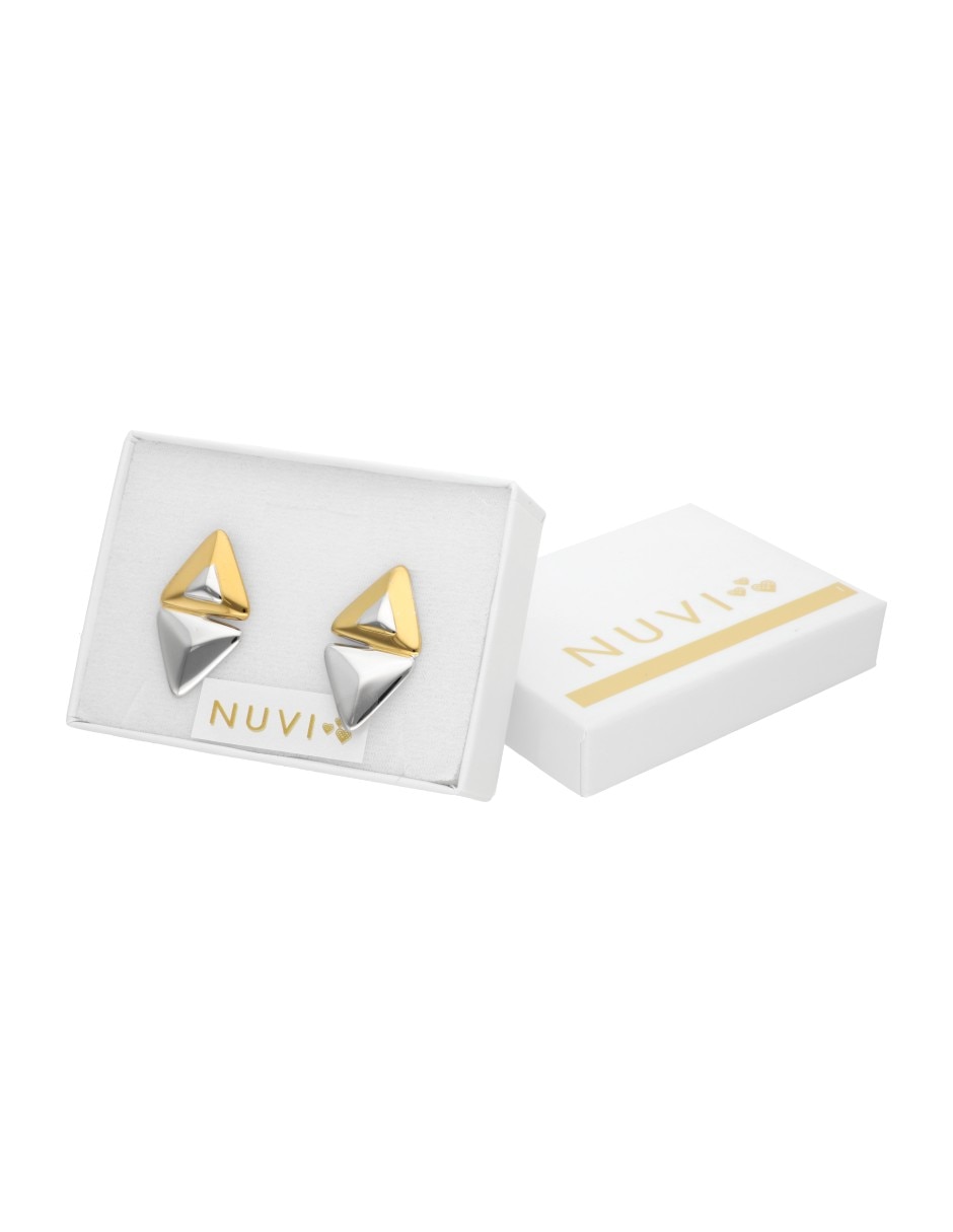Aretes largos  triangulares  Nuvi   con acabado brillante