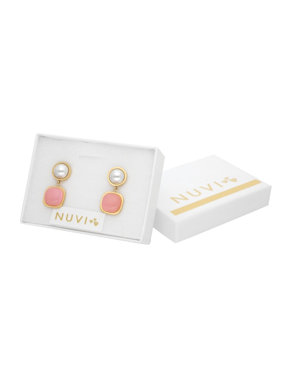 Aretes largos Cuadrado con acabado brillante 3